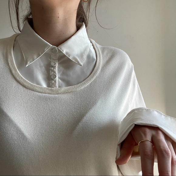 White/Cream Collared Sweater - Picture 4 of 5